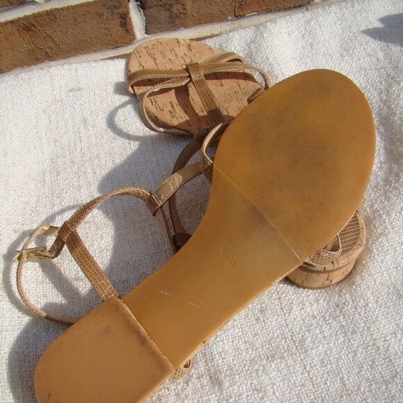 Talbots tan vegan leather and cork sole ankle strap sandals, size 9.5 - Picture 4 of 5